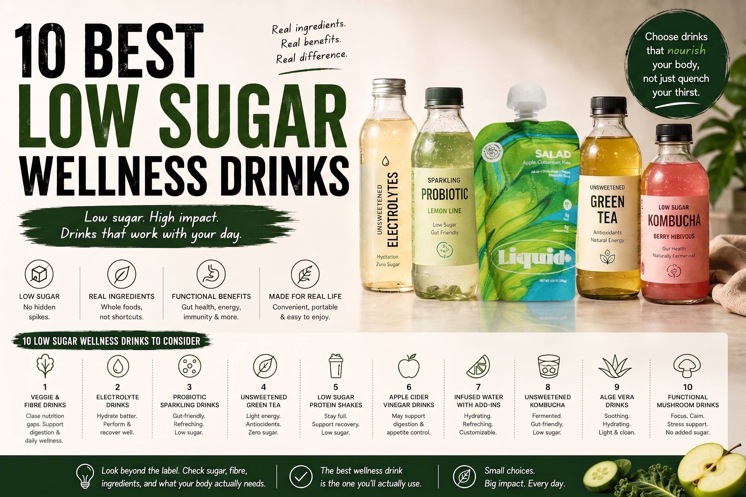 10 Best Low Sugar Wellness Drinks